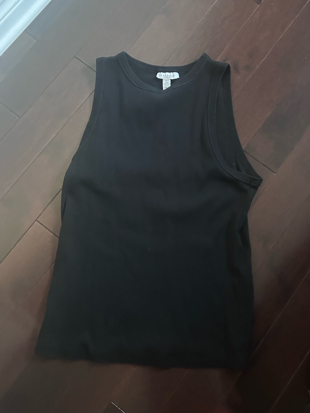 Women’s black Topshop ribbed tank, size medium (tall)